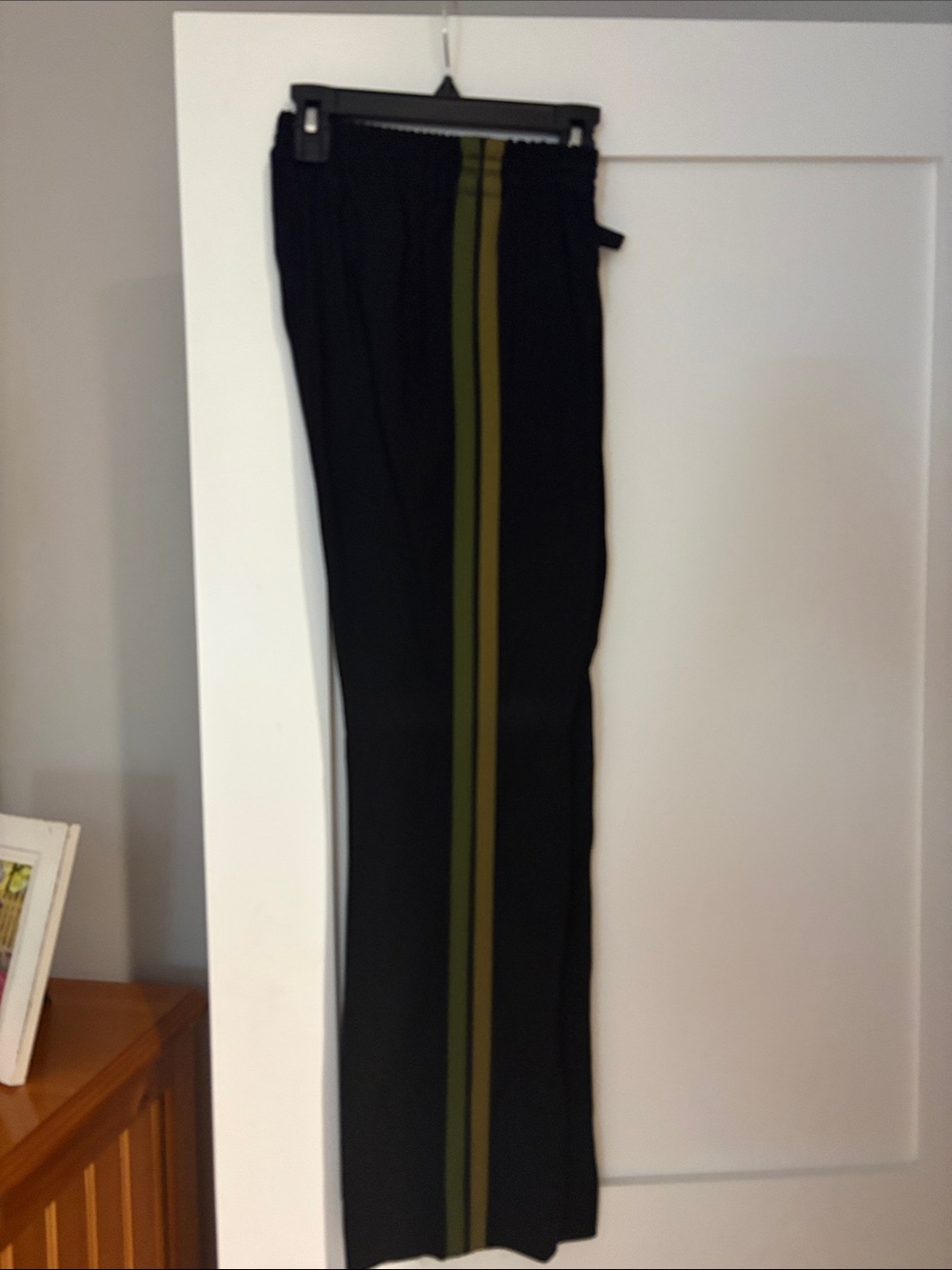 Zadig & Voltaire Black Track Pants with Olive Stripe